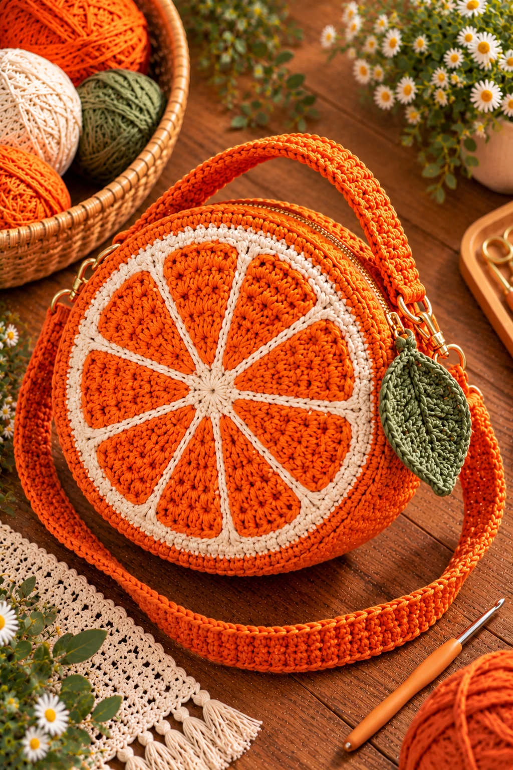 Zesty Orange Slice Bag — crochet orange bag style outfit