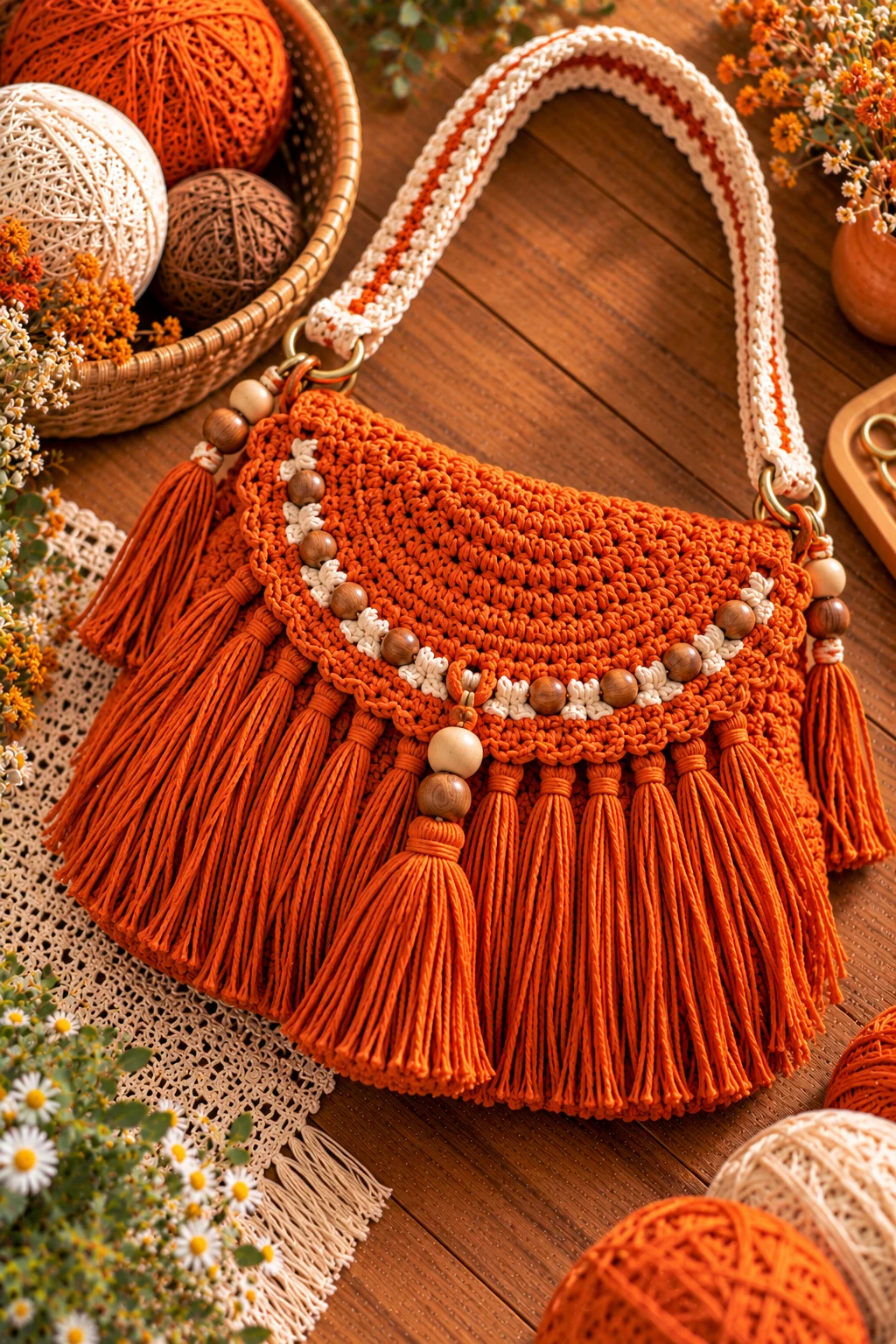 Pumpkin Orange Fringe Bag — crochet orange bag style outfit