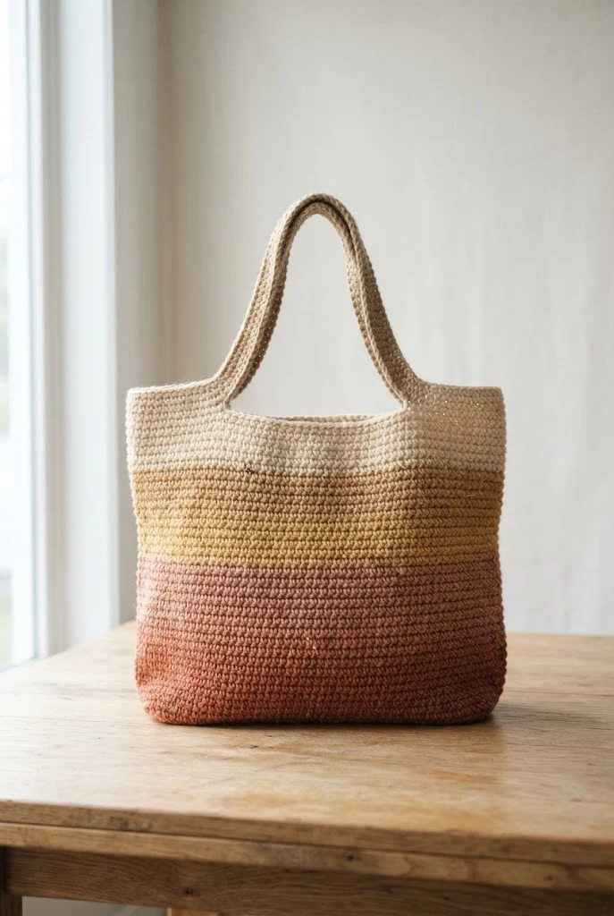 Sunset Ombre Beach Tote Crochet Pattern Bag — crochet pattern bag style outfit