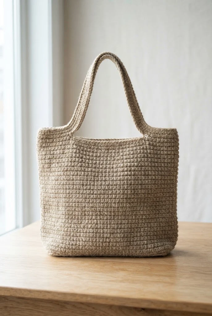 Rustic Linen Stitch Jute Tote — crochet pattern bag style outfit