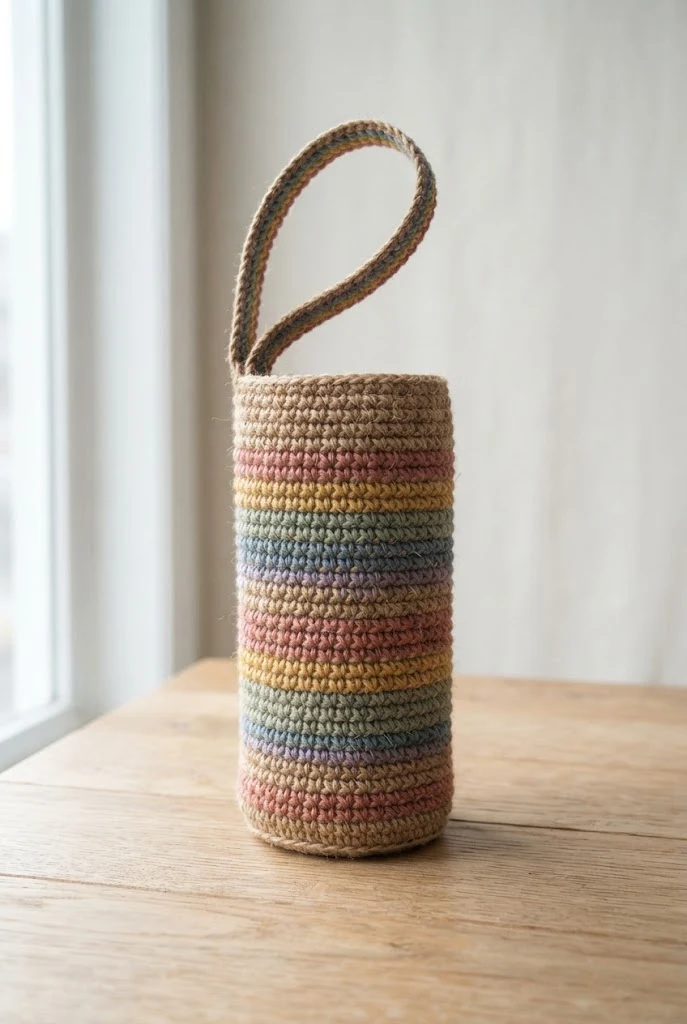 Rainbow Striped Energy Jute Bag — crochet pattern bag style outfit