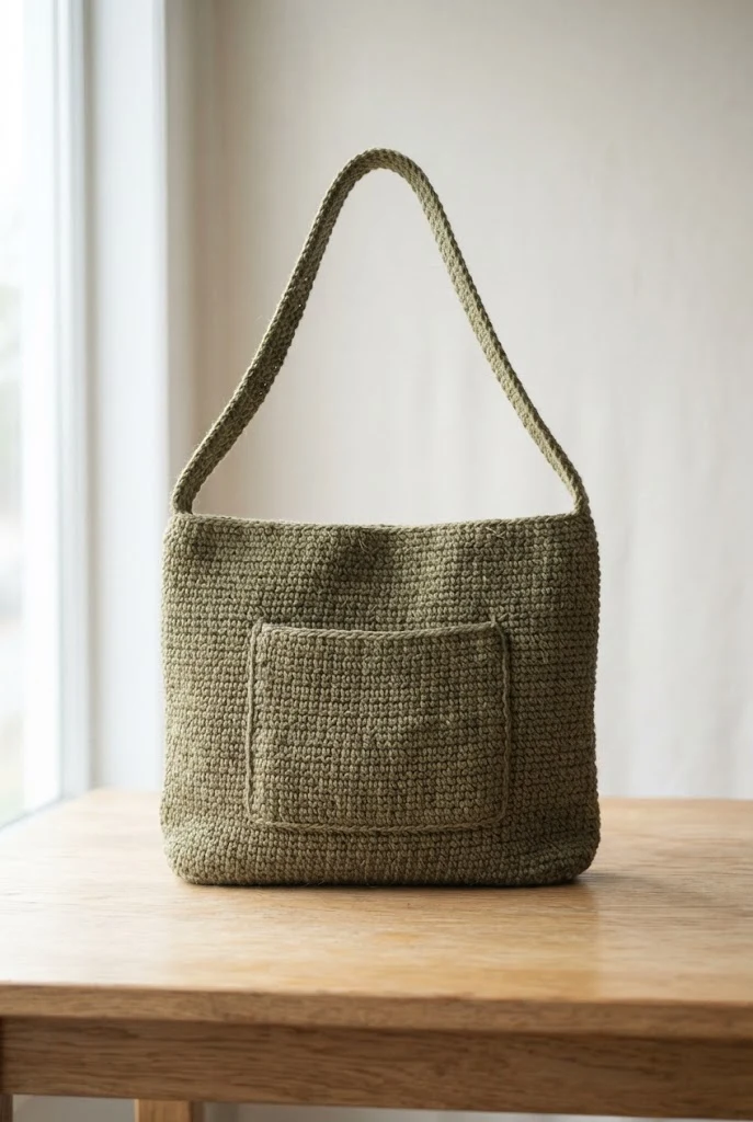 Retro Granny Square Jute Handbag — crochet pattern bag style outfit