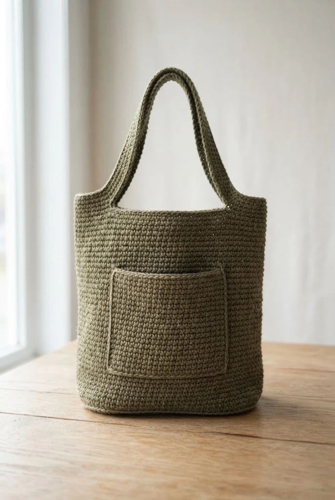 Minimalist Charcoal Mesh Market Bag — crochet pattern bag style outfit