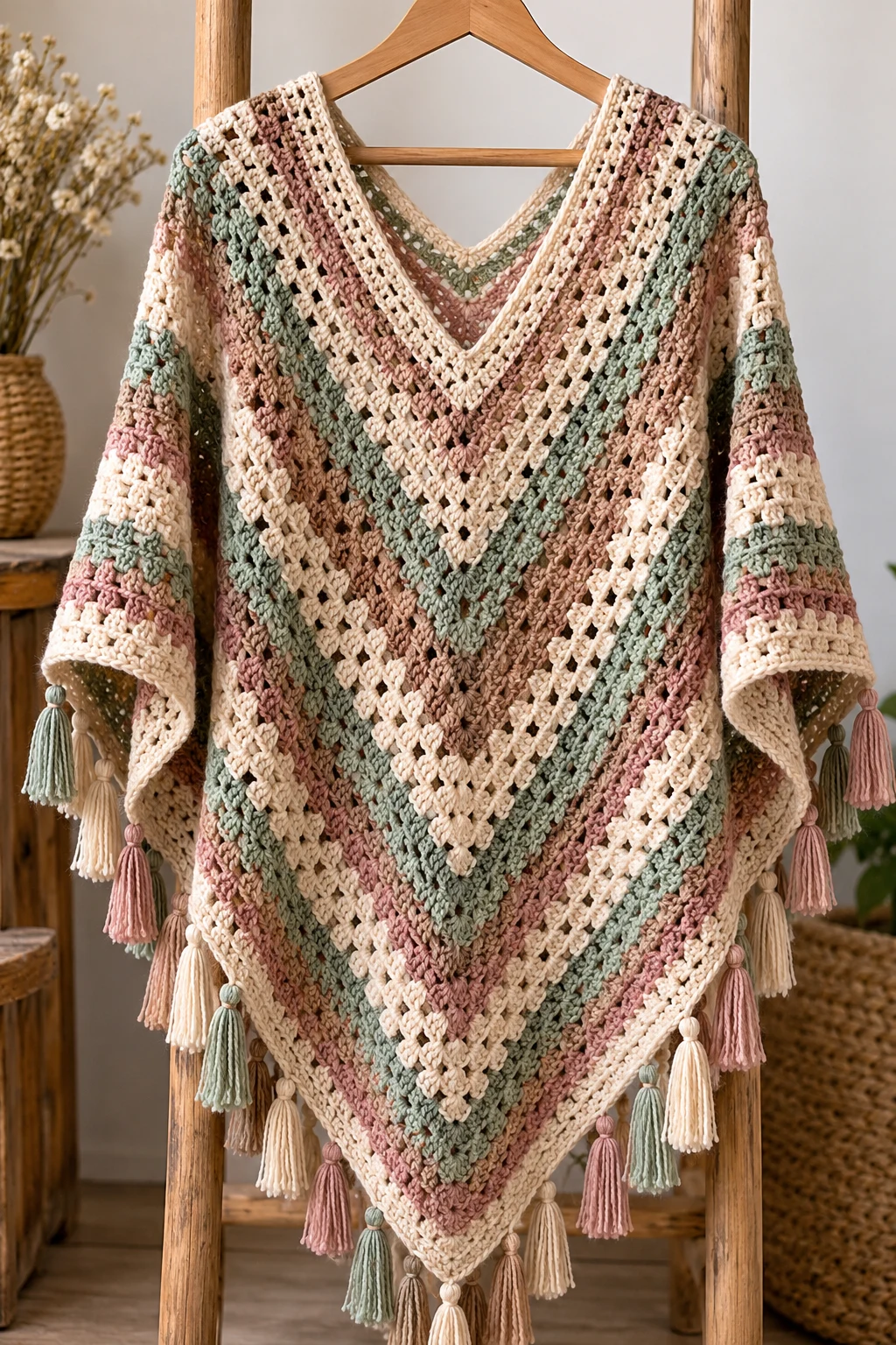 The Beautiful V-Neck Crochet Poncho — crochet poncho