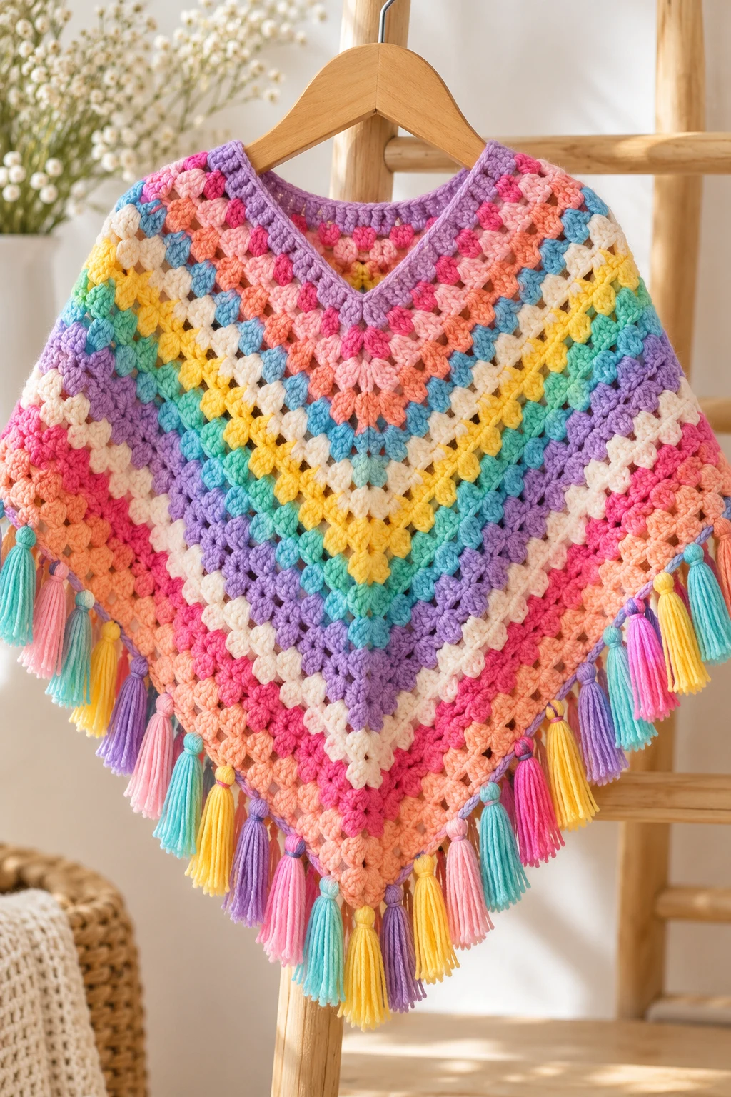 The Colorful Crochet Poncho for Kids — crochet poncho