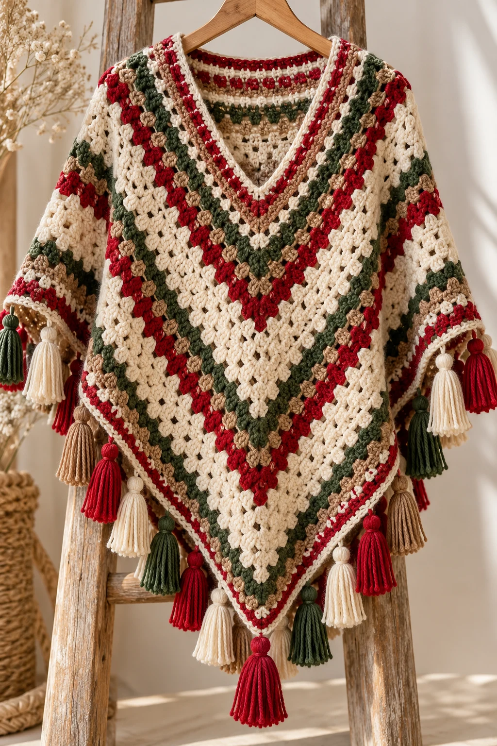 The Festive Crochet Poncho With Tassels — crochet poncho