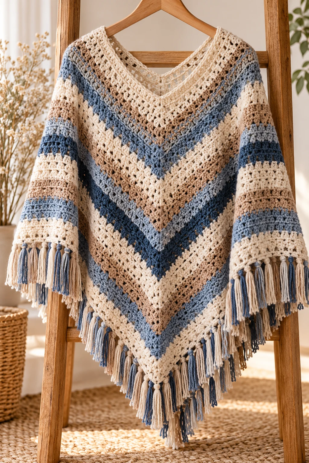 The Elegant Striped Crochet Poncho — crochet poncho