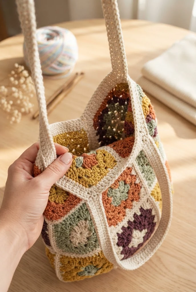The Classic Granny Square Market Tote — crochet projects bag