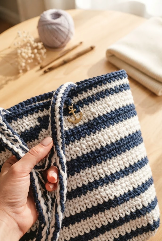 The Chic Striped Sailor Tote — crochet projects bag