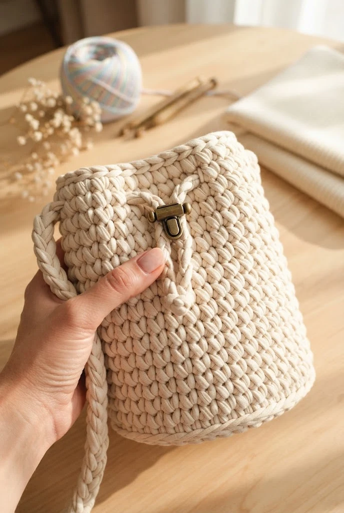 The Minimalist T-Shirt Yarn Bucket — crochet projects bag
