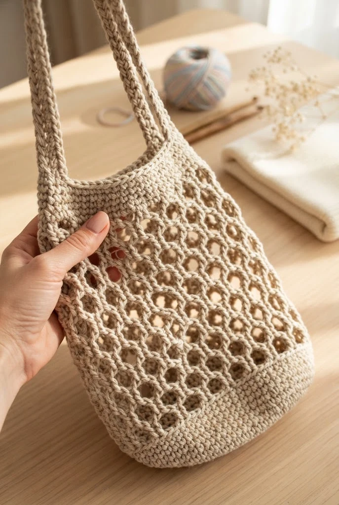 The Honeycomb Mesh Grocery Bag — crochet projects bag