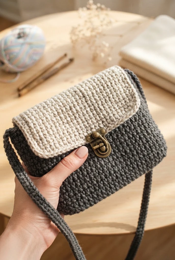 The Two-Tone Modern Flap Crossbody — crochet projects bag