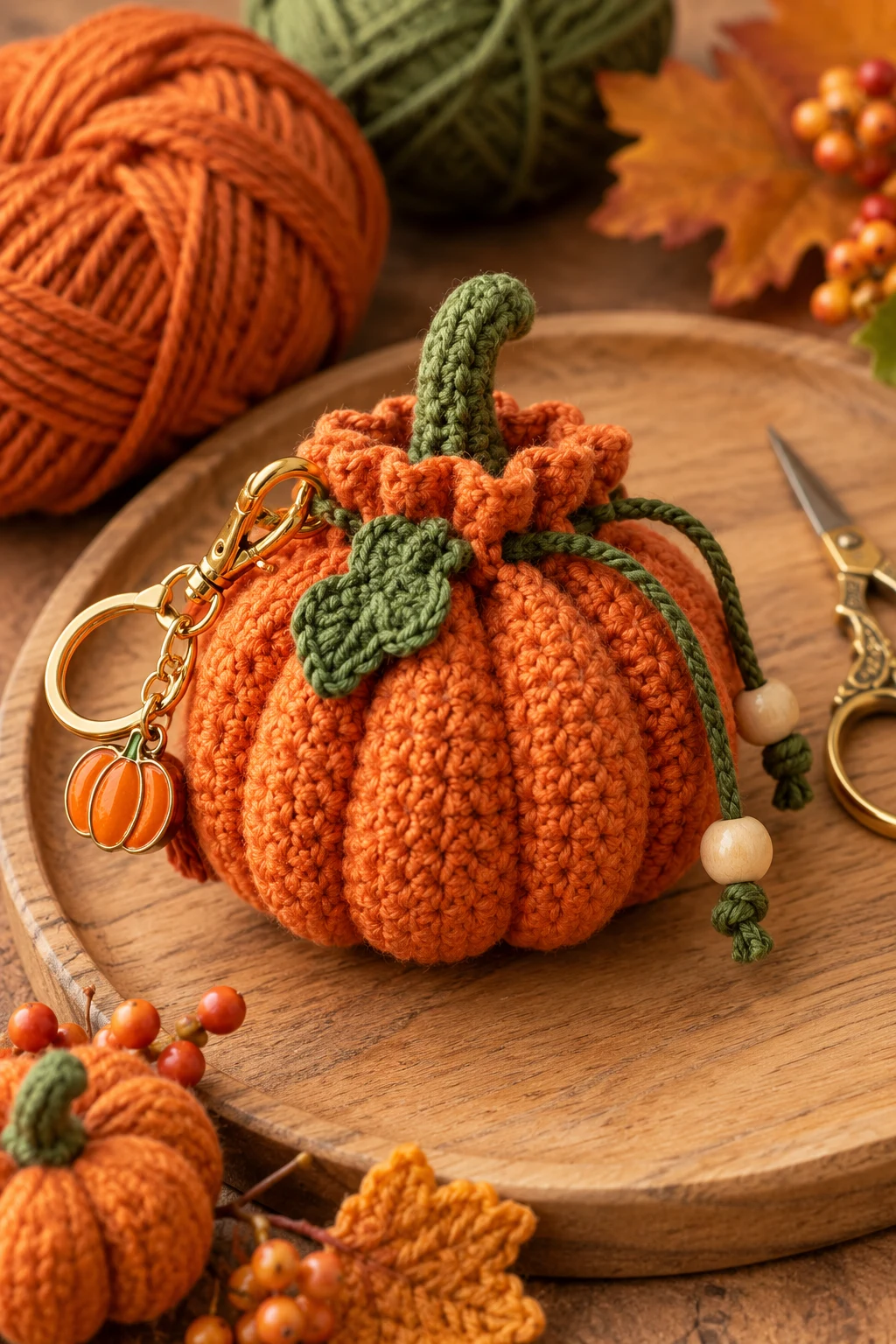 Mini Crochet Pumpkin Bag Charm — crochet pumpkin bag style outfit