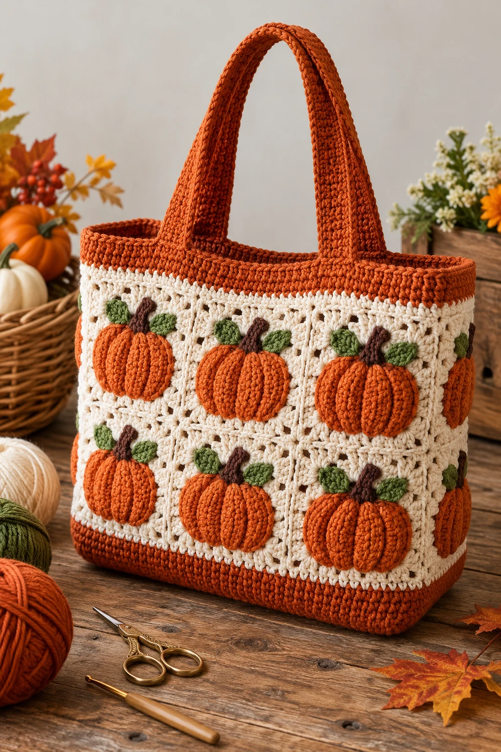 Crochet Pumpkin Tote for Farmers' Markets — crochet pumpkin bag style outfit