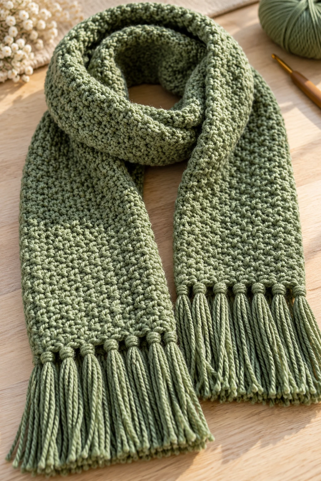 The Cozy Moss Stitch Scarf — crochet scarf pattern free