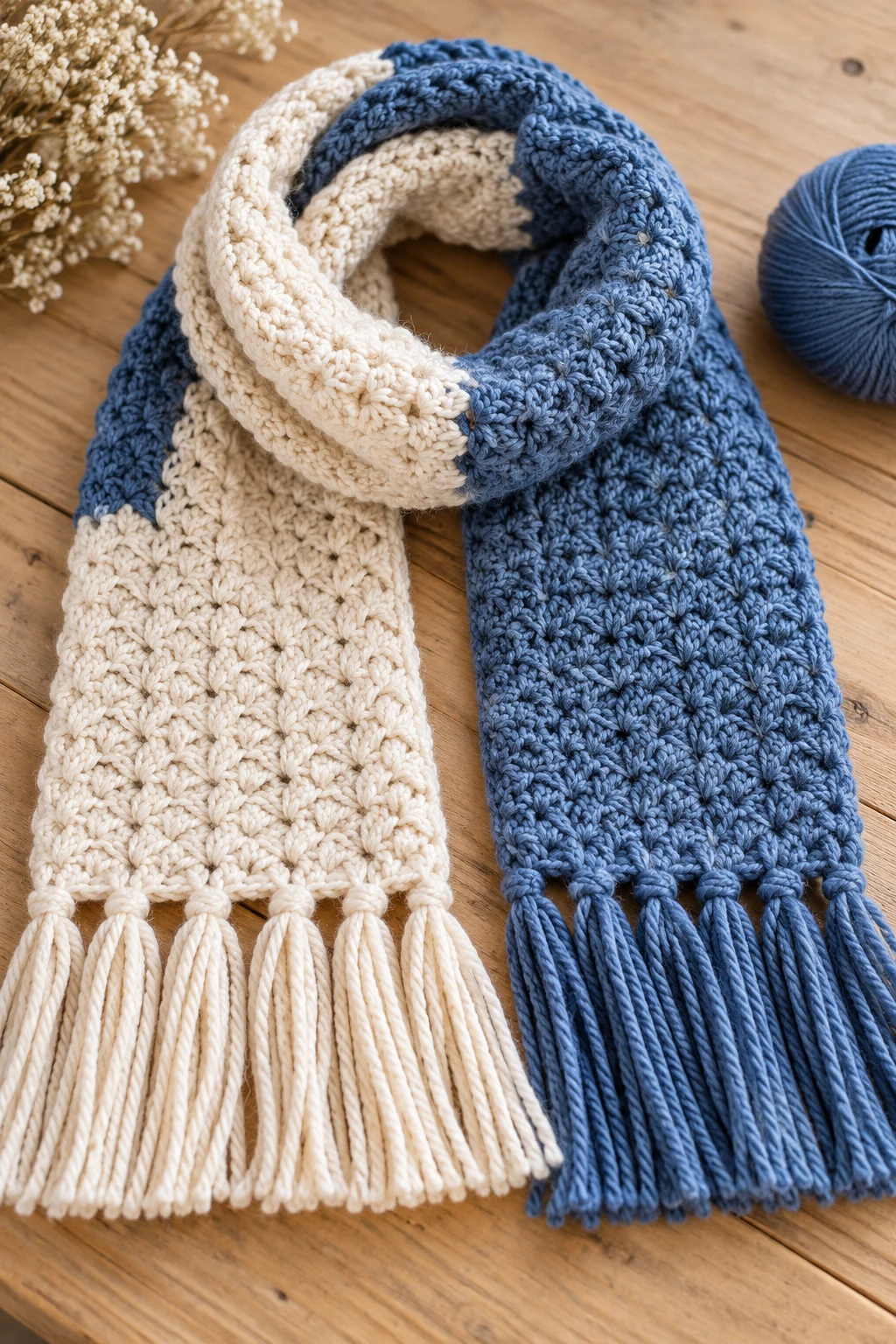 The Two-Tone Color Block Scarf — crochet scarf pattern free