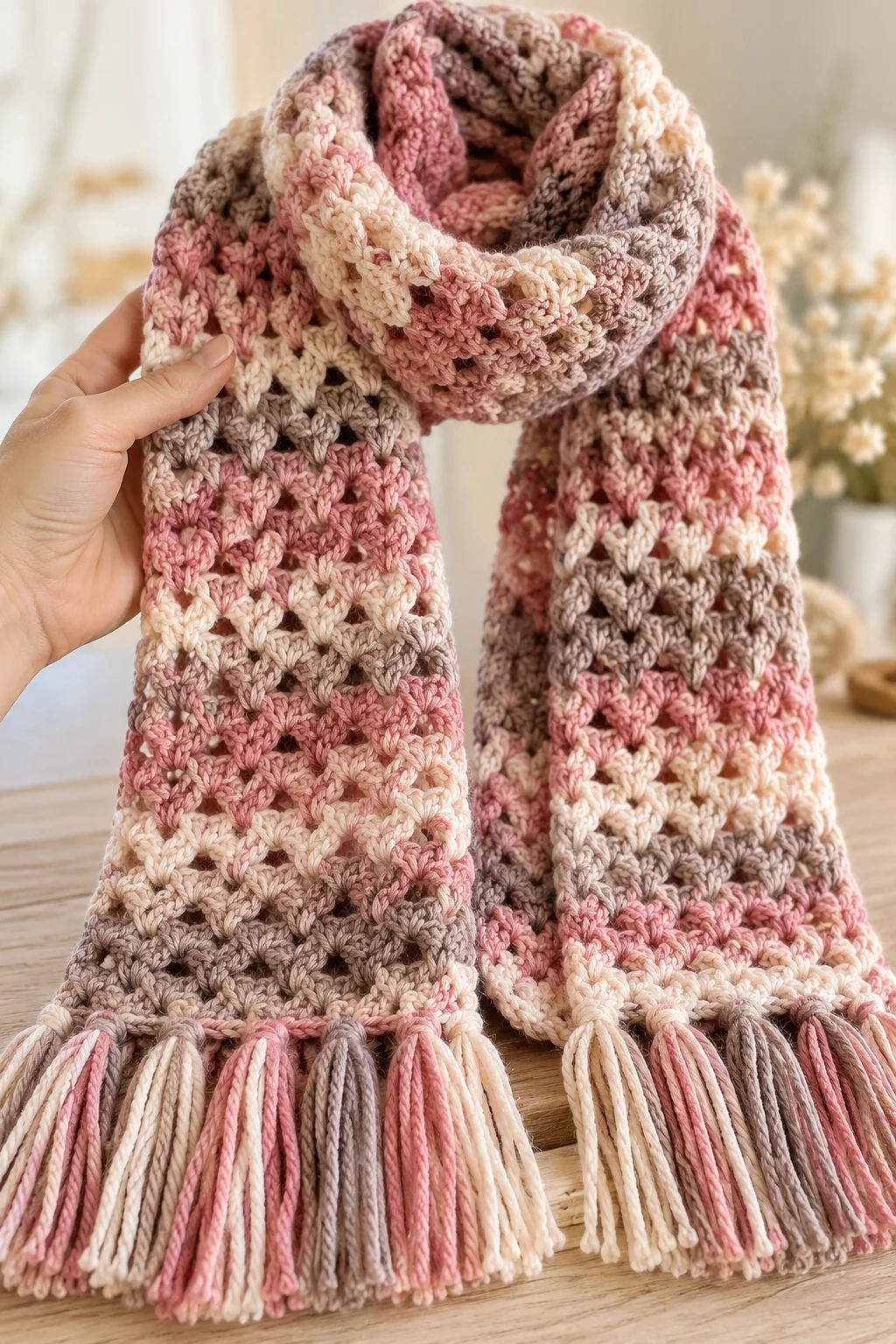 The Textured V-Stitch Scarf — crochet scarf pattern free
