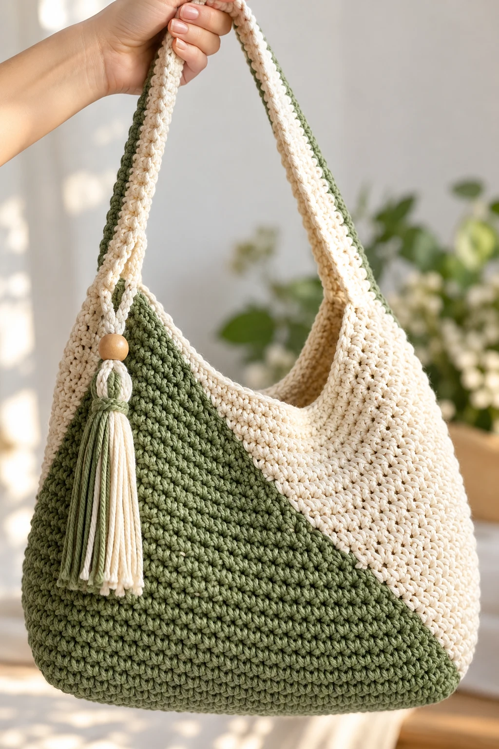 Two-Tone Crochet Shoulder Bag — crochet shoulder bag pattern