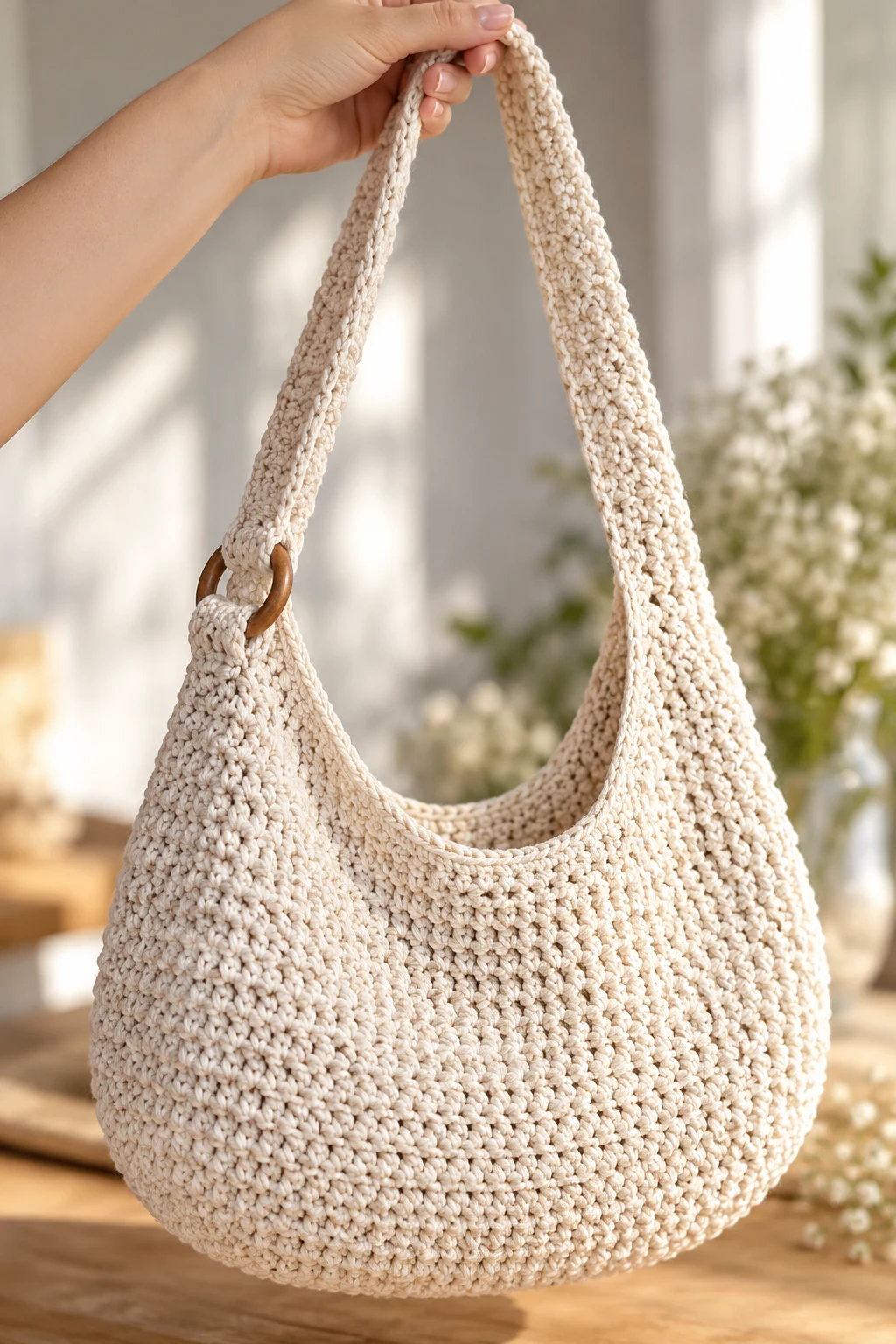 Classic Everyday Cotton Shoulder Bag — crochet shoulder bag pattern