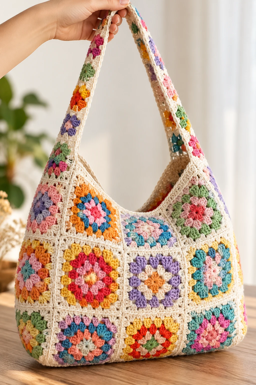 Colorful Granny Square Shoulder Bag — crochet shoulder bag pattern