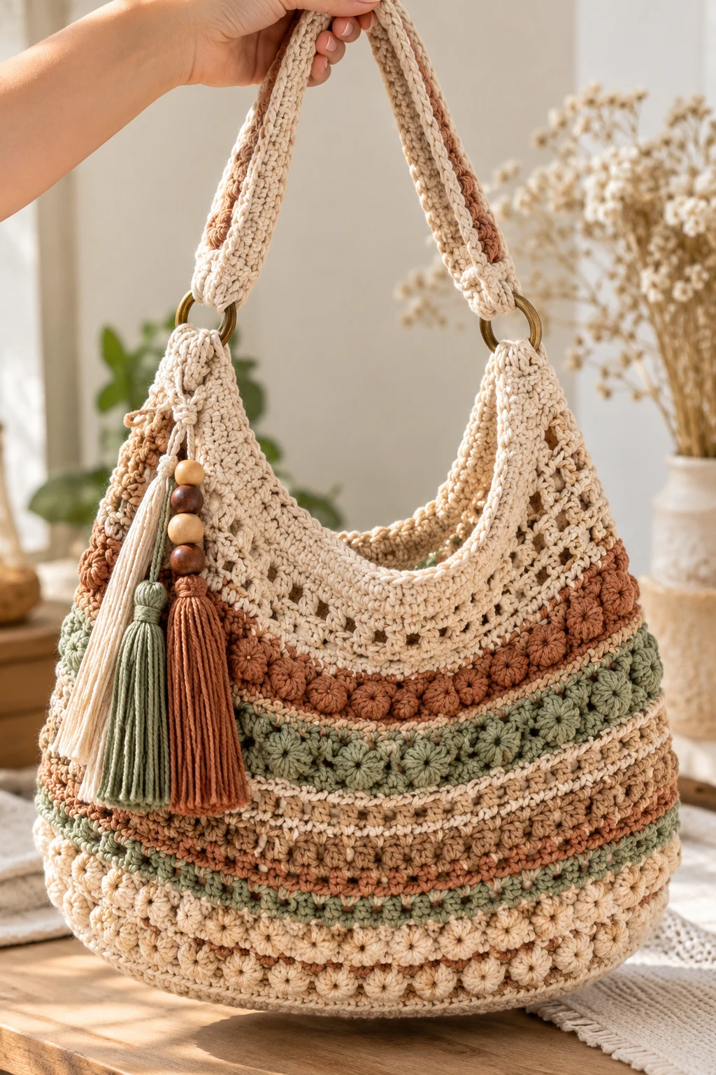 Textured Boho Crochet Shoulder Bag — crochet shoulder bag pattern