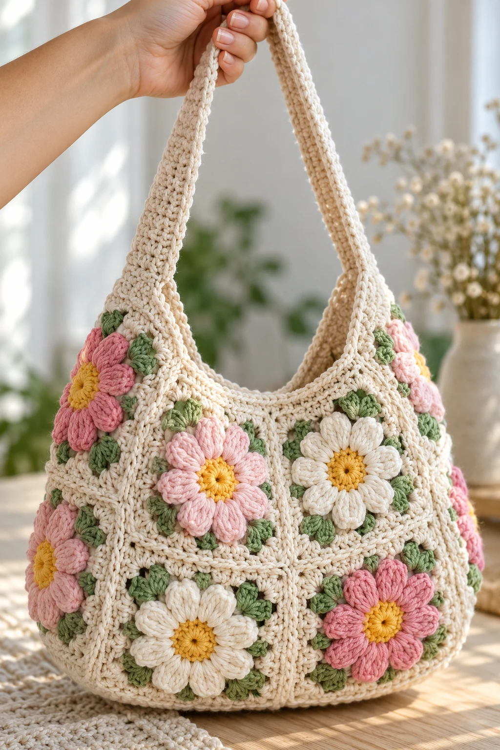 Floral Crochet Shoulder Purse — crochet shoulder bag pattern