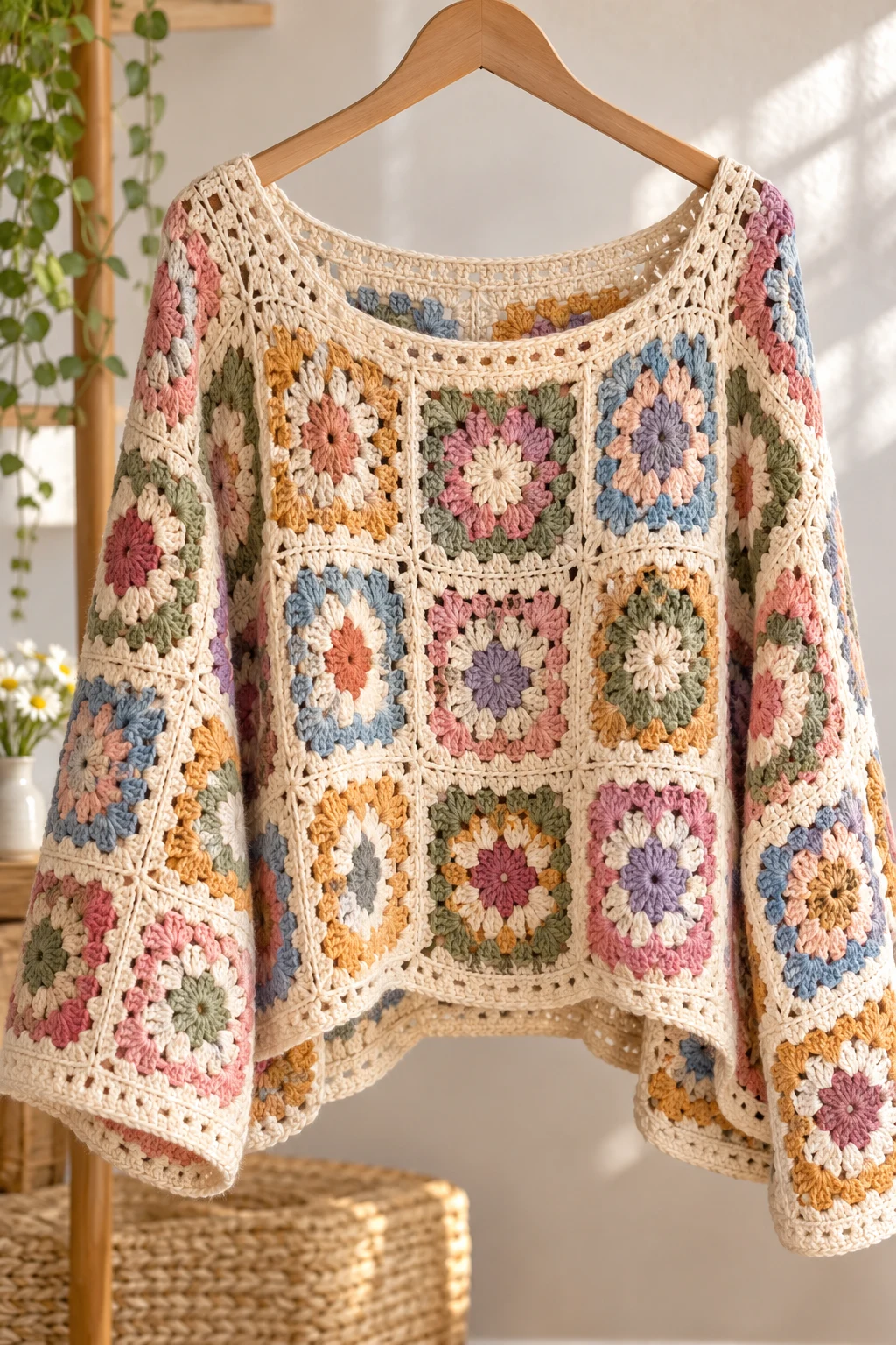 Granny Square Crochet Slouchy Top — crochet slouchy top style outfit