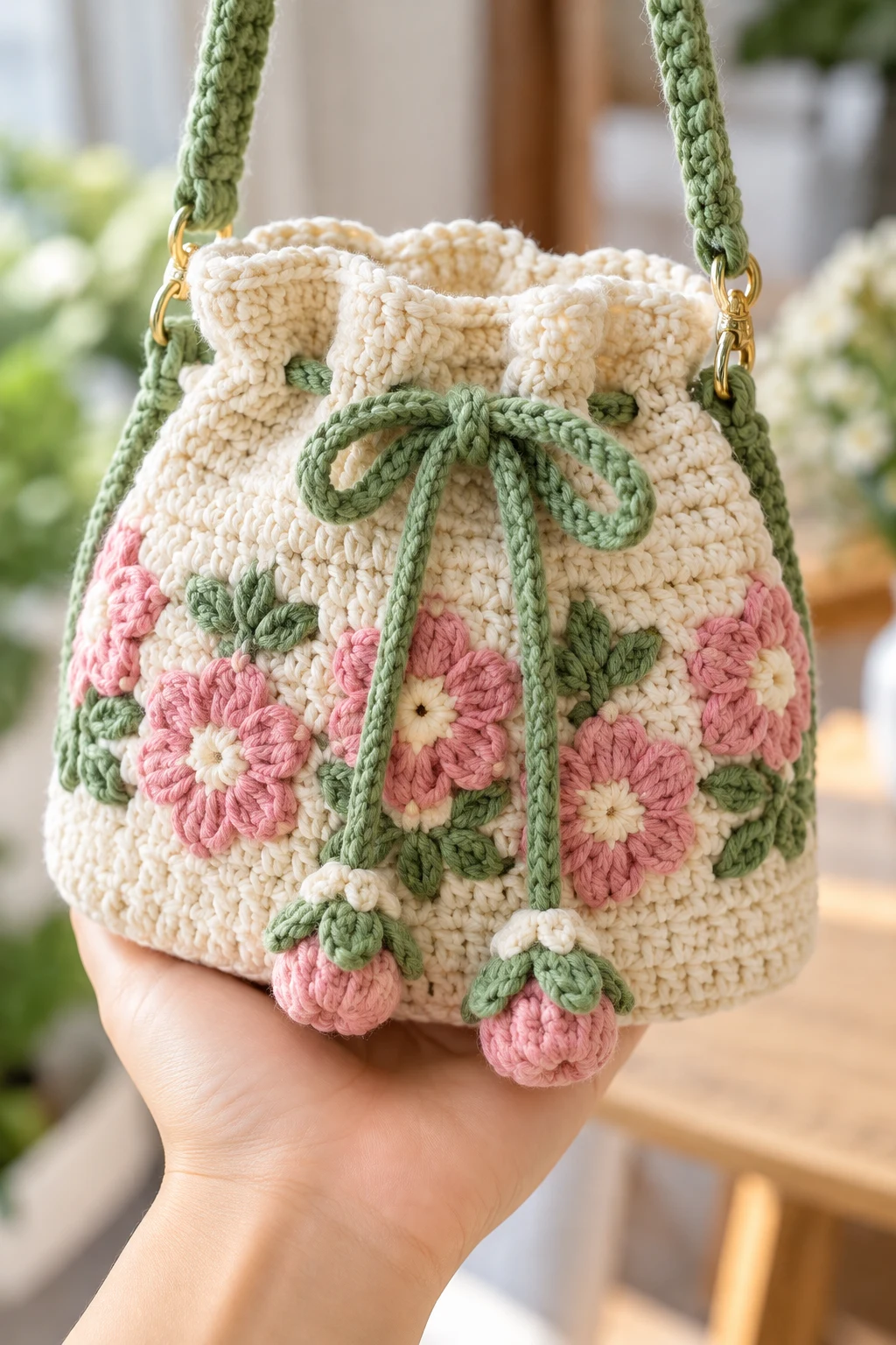 Easy Crochet Drawstring Mini Bag — crochet small bag pattern free