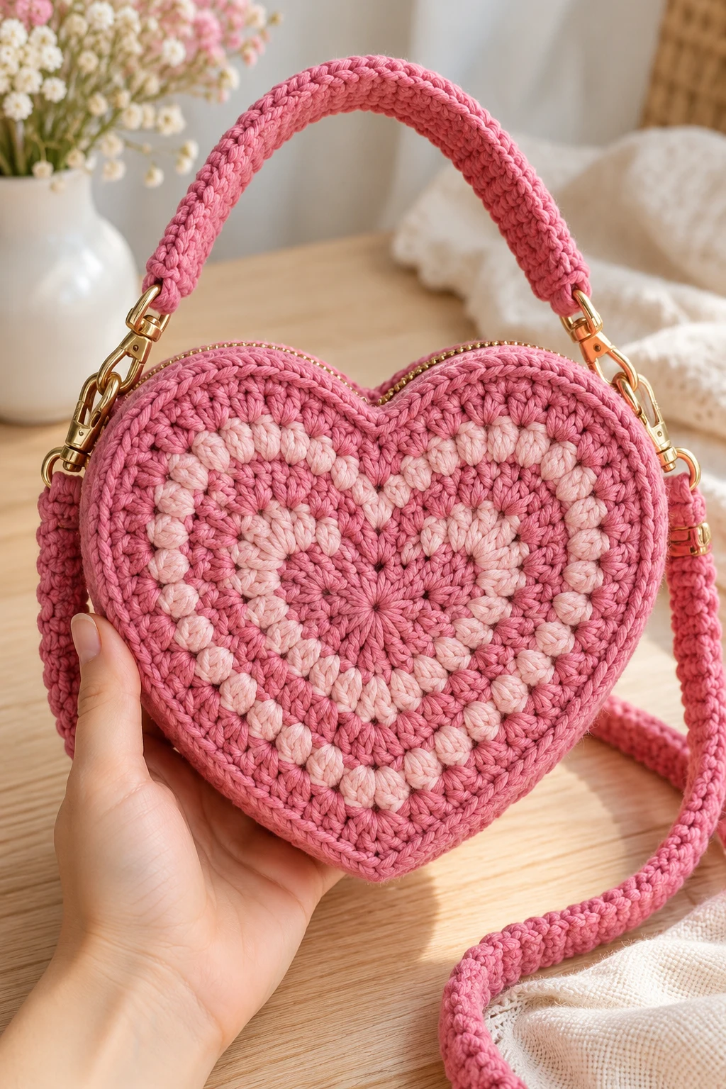 Cute Heart-Shaped Crochet Purse — crochet small bag pattern free