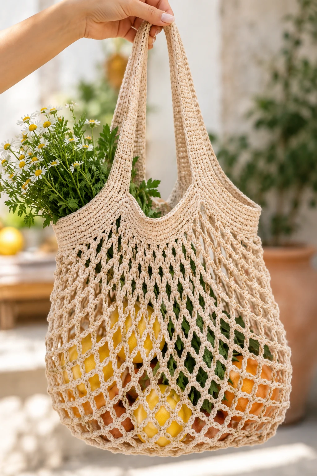 Classic French Market Crochet String Bag — crochet string bag