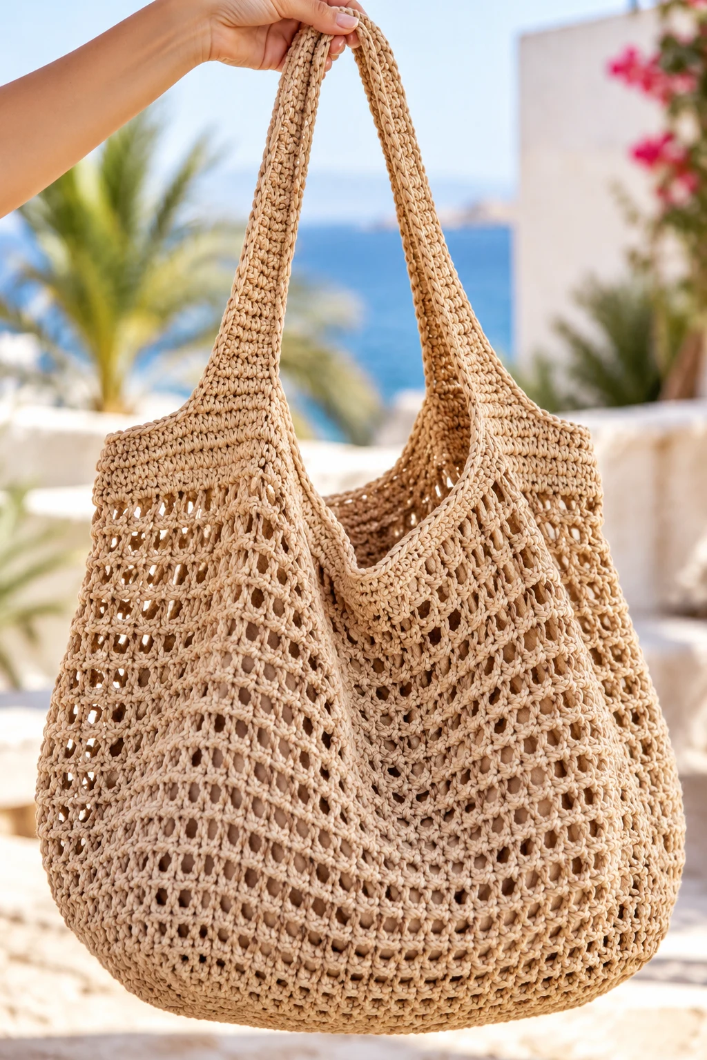 Oversized Crochet String Beach Bag — crochet string bag
