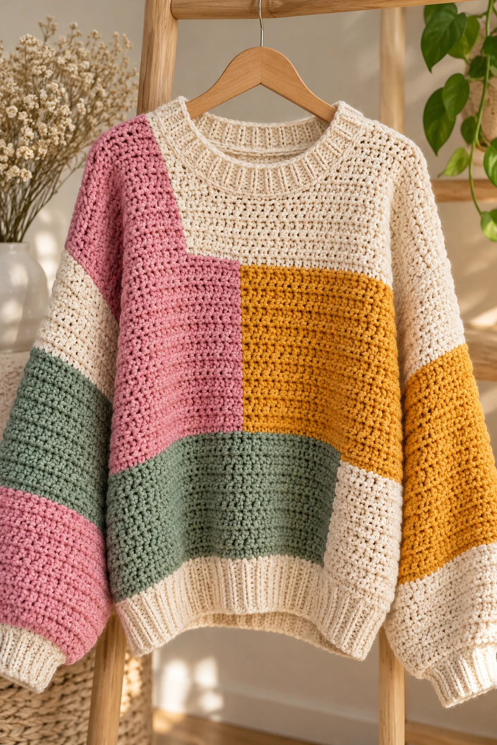 The Color-Blocked Statement Sweater — crochet sweater design ideas style outfit