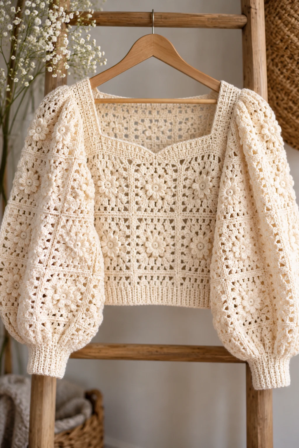 The Romantic Puff-Sleeve Sweater — crochet sweater design ideas style outfit