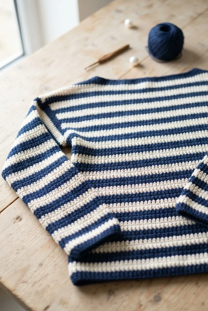 Striped Nautical Drop-Sleeve Sweater — Crochet Sweater Designs style outfit