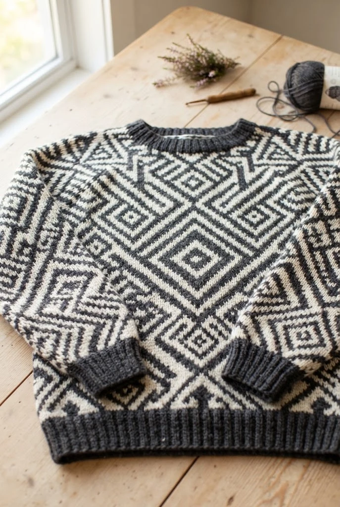 Mosaic Colorwork Geometric Pullover — Crochet Sweater Designs style outfit