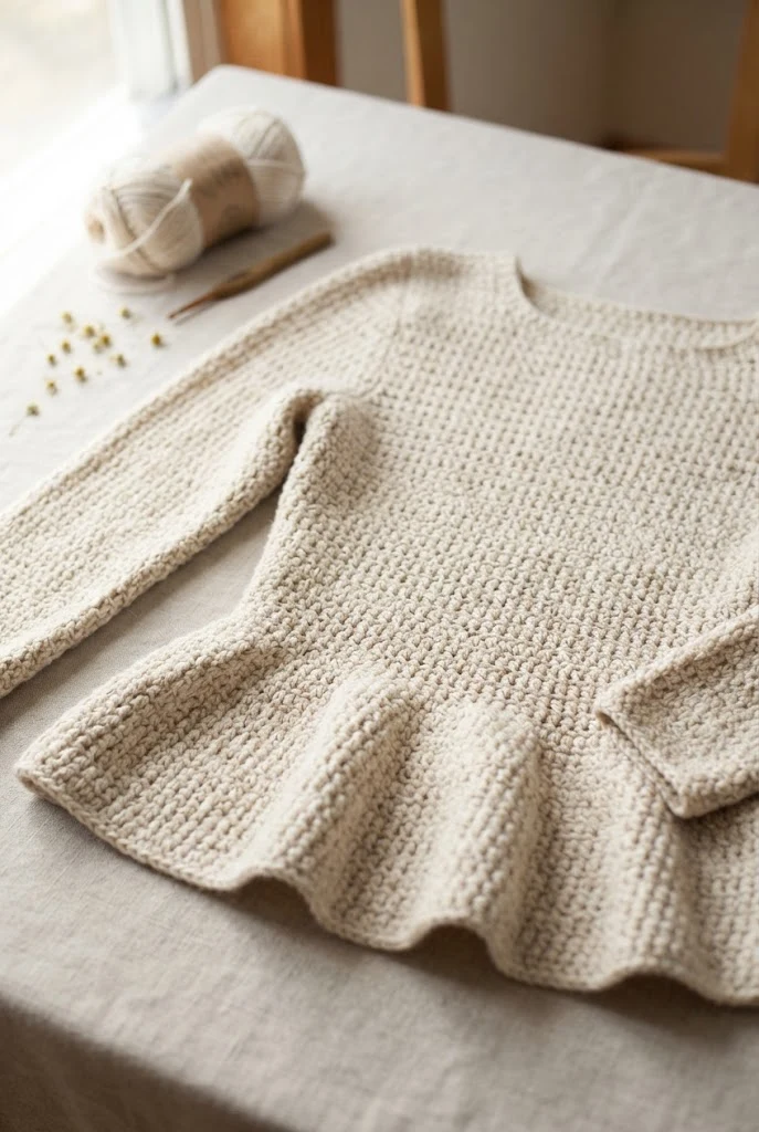 The Crocette Peplum Pullover — crochet sweater inspiration style outfit