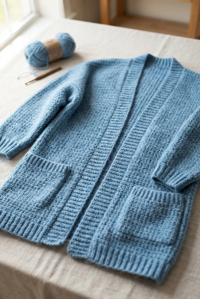 The Cerulean Cloud Cocoon — crochet sweater inspiration style outfit