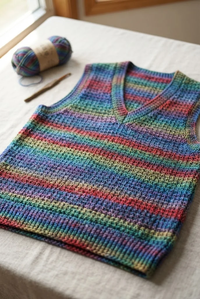 The Kaleidoscope Crocette Vest — crochet sweater inspiration style outfit