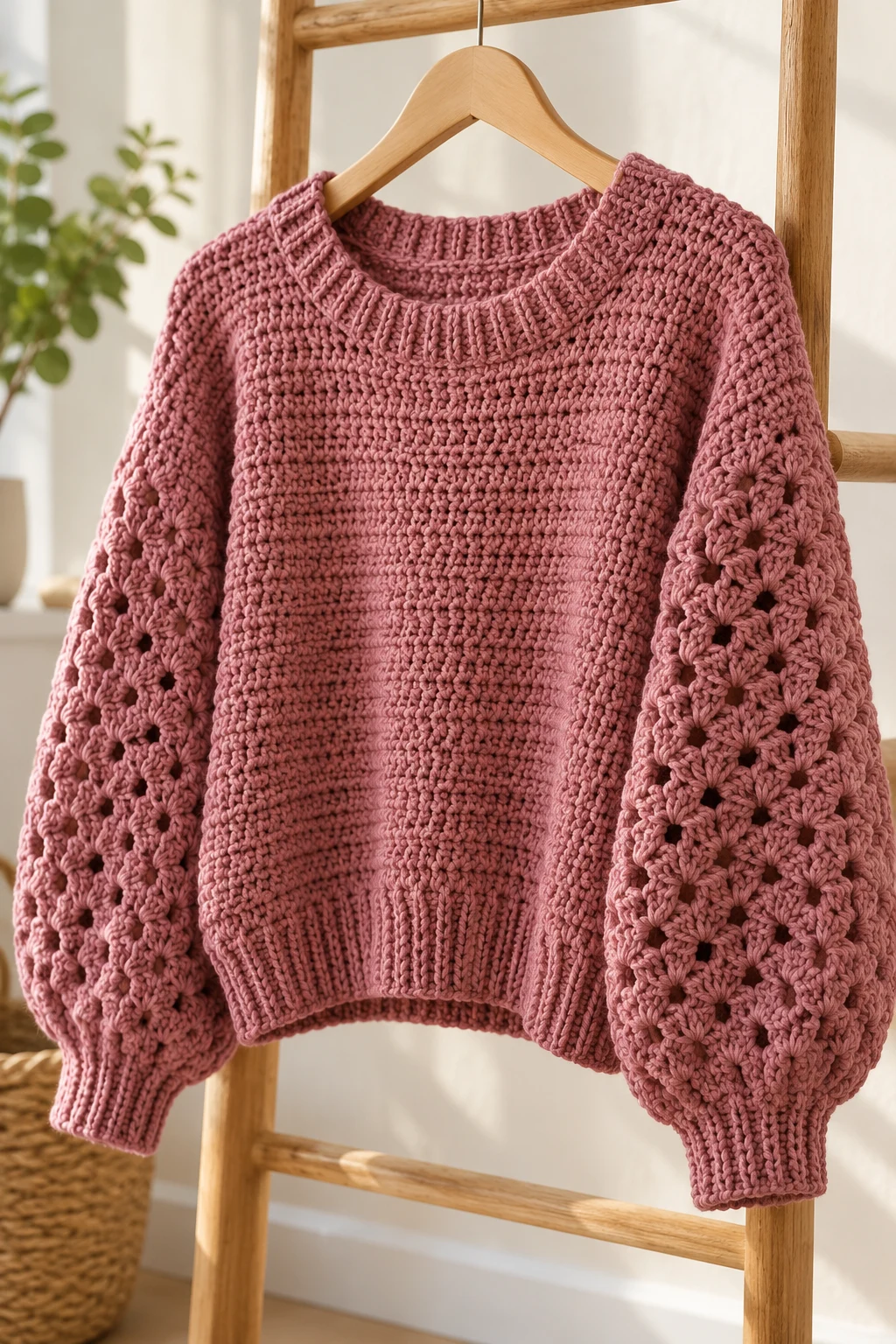 crochet sweater one color — Outfit 13 — crochet sweater one color style outfit