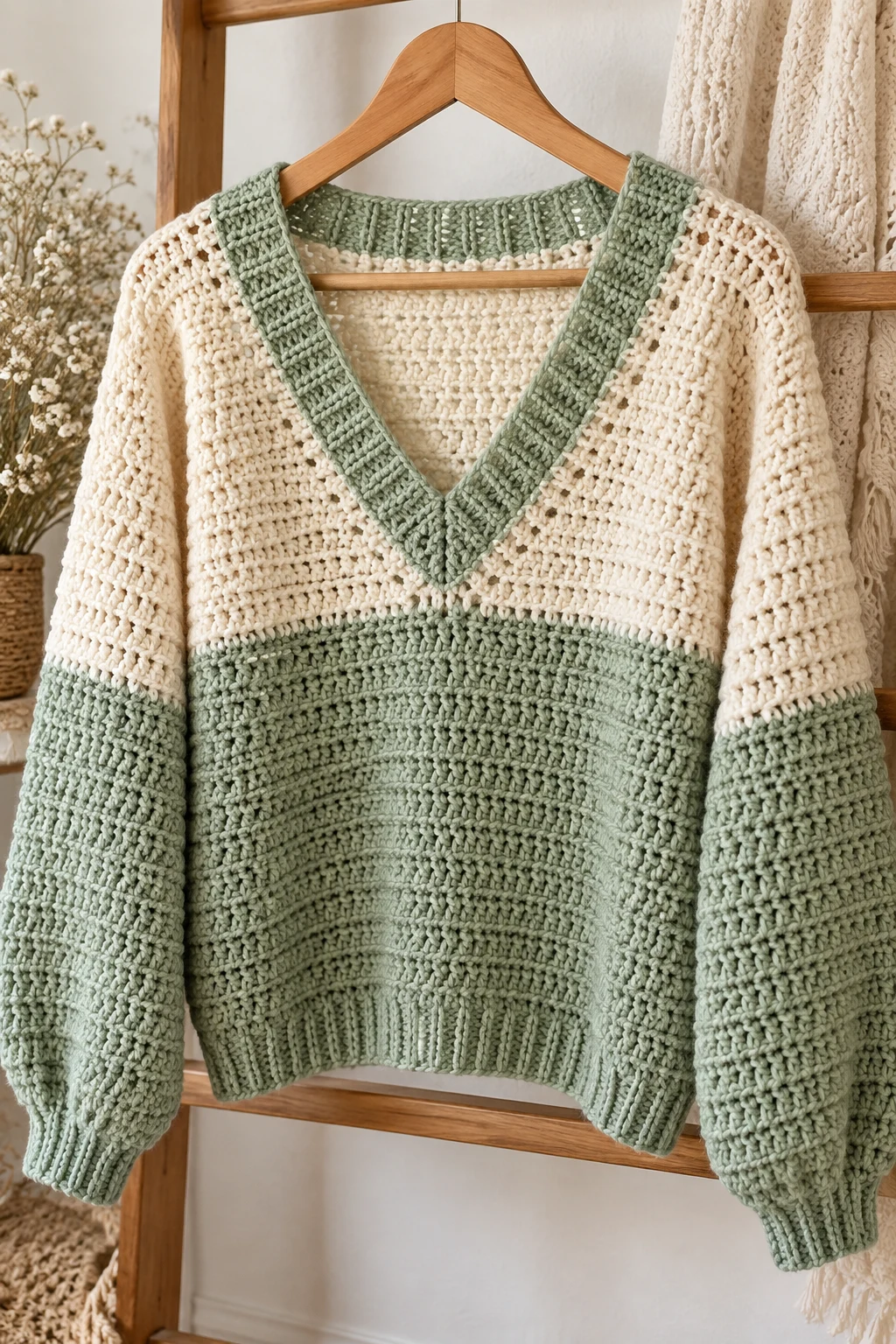 The Simple V-Neck Pullover — crochet sweater simple style outfit