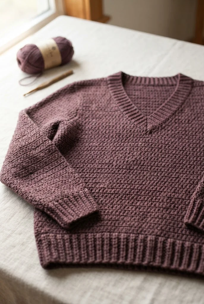 Elegant V-Neck Pullover — crochet sweater step by step style outfit
