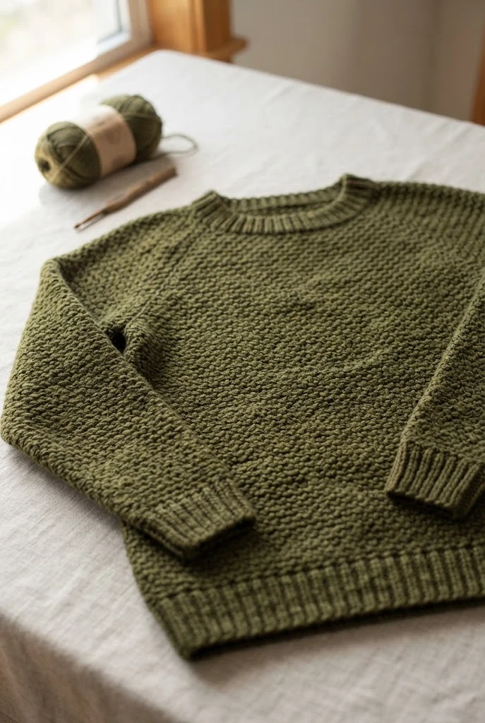 Structured Moss Stitch Pullover — crochet sweater step by step style outfit