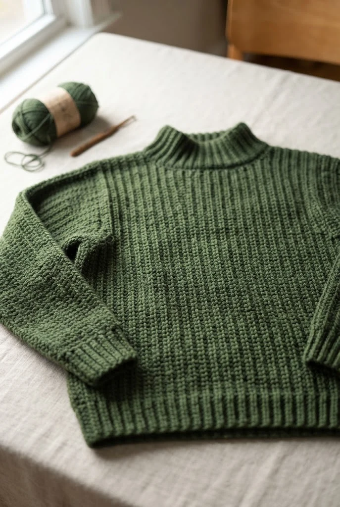 Fisherman Mock Neck Sweater — crochet sweater step by step style outfit