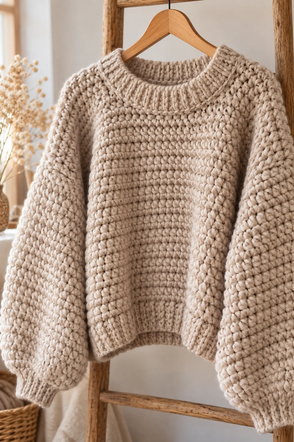 Le panneau reste affiché sur chatgpt.com — crochet sweater thick yarn style outfit