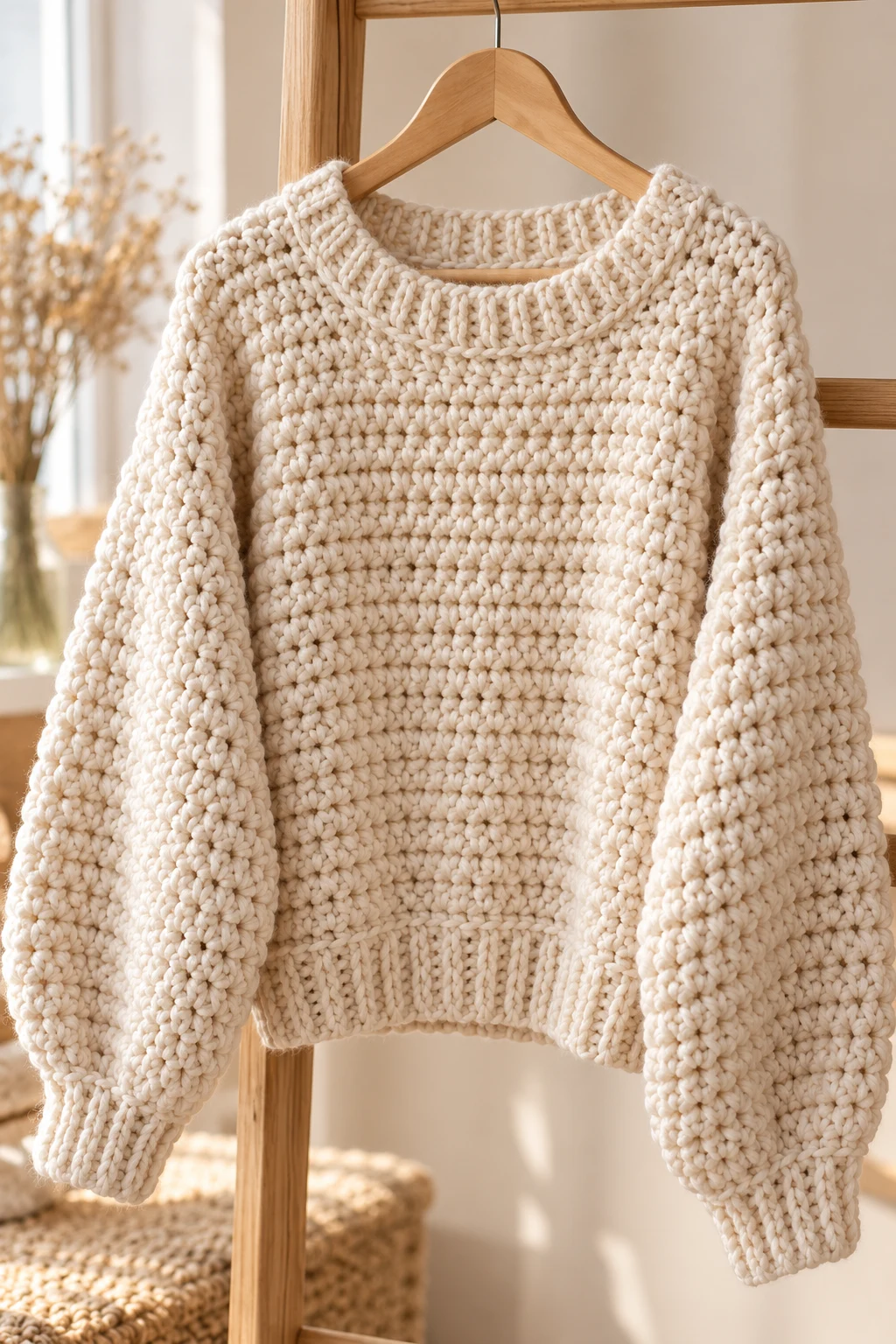crochet sweater thick yarn — Outfit 6 — crochet sweater thick yarn style outfit
