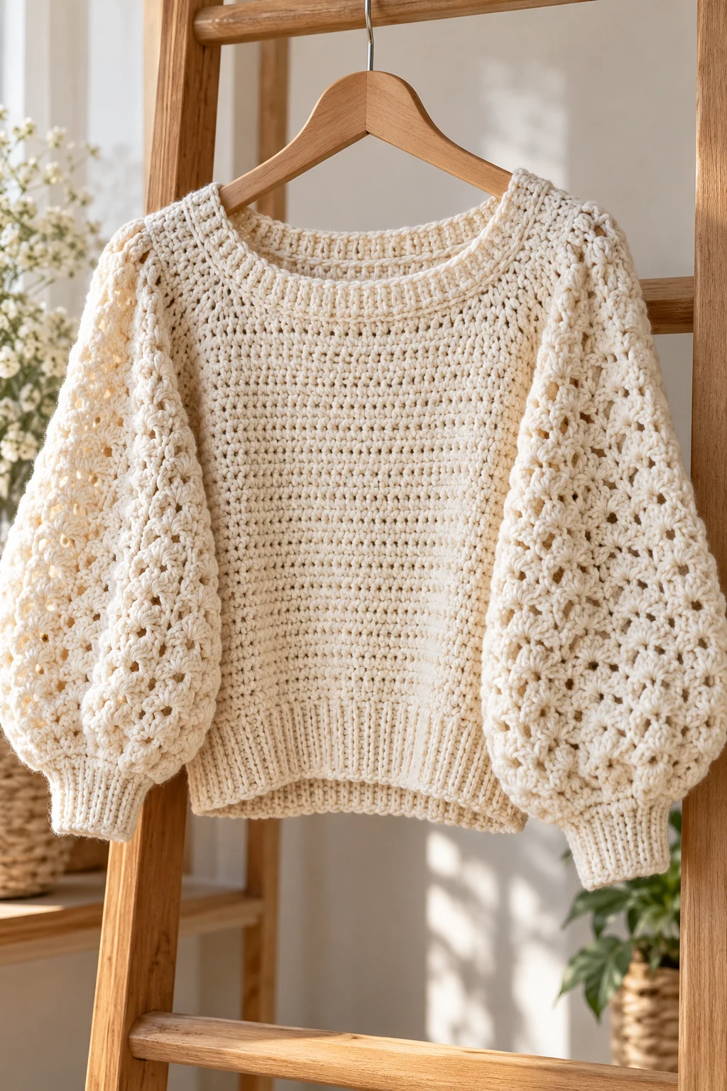 The elegant Puff-Sleeve Sweater — crochet sweaters patterns