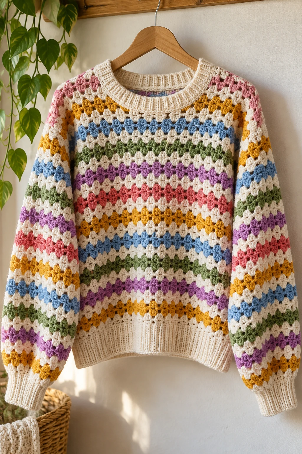 The Granny Stripe Crochet Sweatshirt — crochet sweatshirt style outfit
