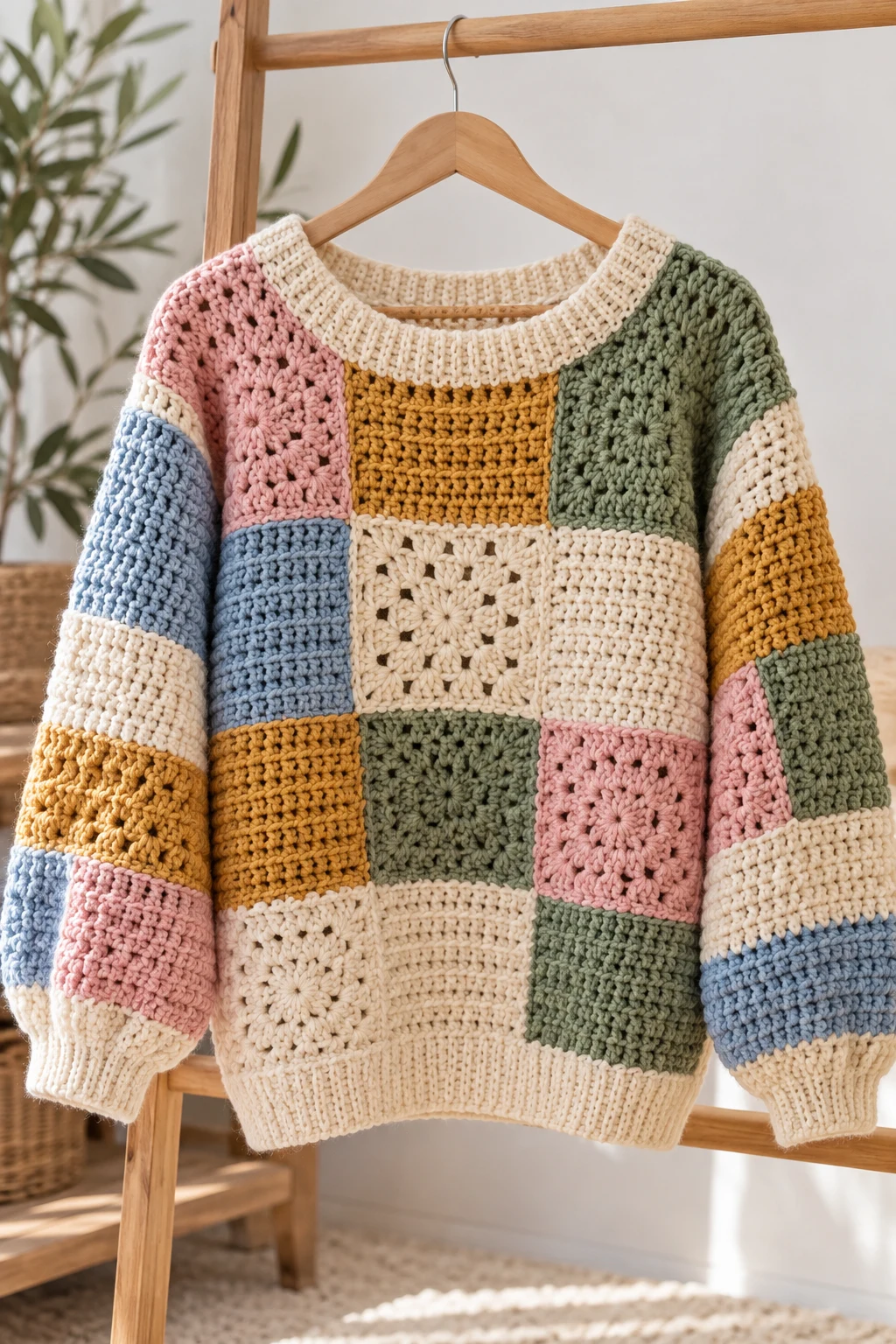 The Modern Patchwork Crochet Sweatshirt — crochet sweatshirt style outfit