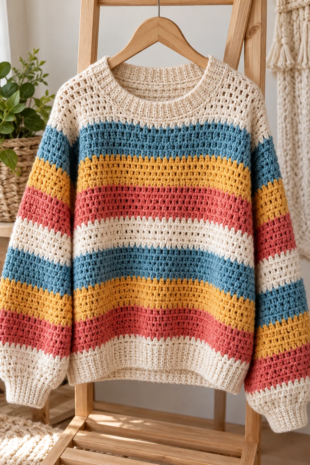 The Striped Retro Crochet Sweatshirt — crochet sweatshirt style outfit