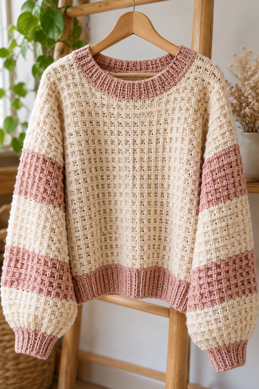 The Textured Waffle-Stitch Sweatshirt — crochet sweatshirt style outfit